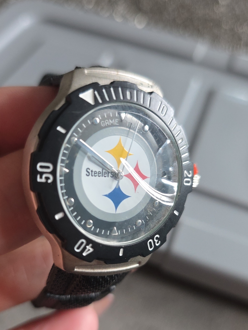 Game Time Black Bezel Steelers Logo Sports Watch